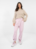 Jogger da donna in cotone lilla con vita alta