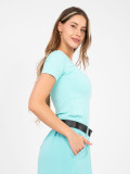 Blusa a costine menta con maniche corte