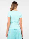 Blusa a costine menta con maniche corte
