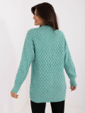 Cardigan lungo verde menta con bottoni e texture