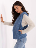 Gilet blu in maglia con tasche