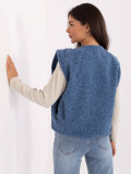 Gilet blu in maglia con tasche