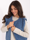 Gilet blu in maglia con tasche