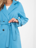 Elegante cappotto blu da mezza stagione con cintura