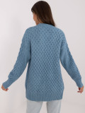 Cardigan lungo blu con bottoni e lavorazione a maglia testurizzata