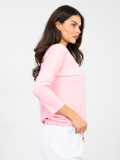 Blusa rosa chiaro in cotone con maniche 3/4 e laccetto