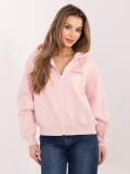 Felpa corta rosa con cappuccio e zip