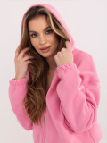 Felpa corta rosa con cappuccio e zip