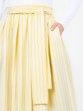 Gonna midi gialla elegante a righe con cintura