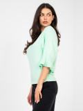 Elegante maglione menta con volant e maniche 3/4