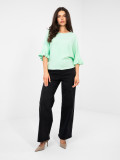 Elegante maglione menta con volant e maniche 3/4