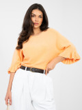 Elegante maglione arancione con maniche 3/4 e volant