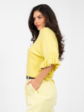Maglione giallo elegante con volant e maniche 3/4