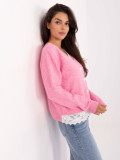 Maglione rosa a maniche lunghe
