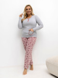 Ženska siva pidžama s cvjetnim uzorkom