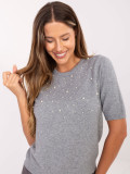 Elegante maglione grigio con applicazione