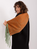 Sciarpa da donna verde-arancio con frange