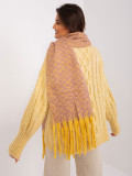 Sciarpa giallo-rosa con frange