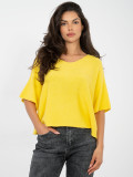 Maglione giallo in viscosa con maniche 3/4