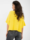 Maglione giallo in viscosa con maniche 3/4