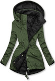 Parka doppia faccia di transizione con cappuccio kaki/nero