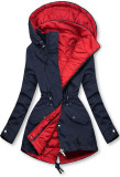 Parka doppia faccia di transizione con cappuccio blu/rosso