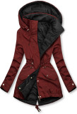 Parka doppia faccia di transizione con cappuccio marrone rosso/nero