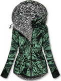 Giacca doppia faccia lucida verde smeraldo/bianco