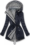 Parka di transizione doppia faccia blu scuro con fantasia
