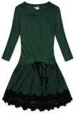 Abito corto verde scuro con pizzo
