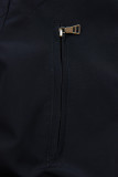 Parka blu scuro per l'inverno con fodera beige