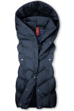 Gilet invernale blu scuro con cappuccio
