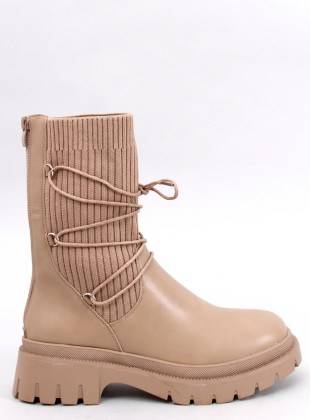 Ženske čizme s elastičnim gornjim dijelom bež