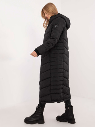 Cappotto lungo nero con fodera