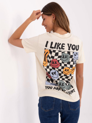 T-shirt beige a maniche corte