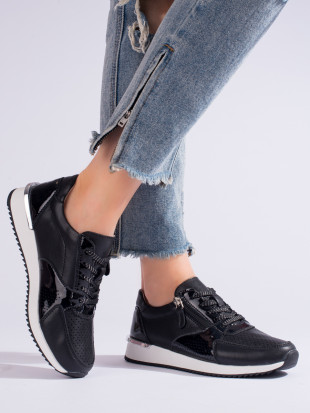 Scarpe sportive in pelle nere da donna