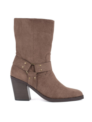 Bež Ankle Čizme od Suede s Blok Petom