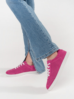 Sneakers rosa traforati in pelle naturale