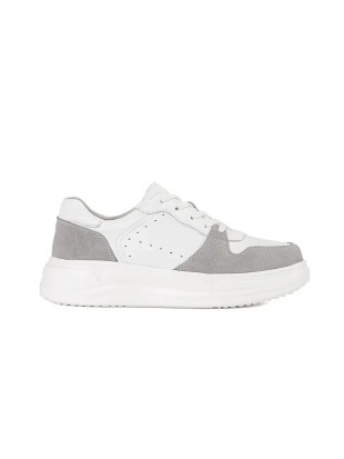 Sneakers bianchi in pelle con piattaforma