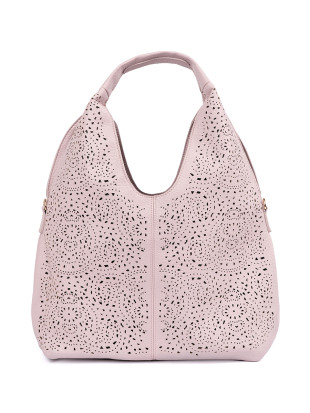 Borsa a spalla rosa perforata