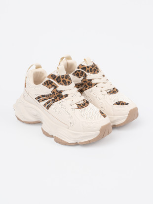 Sneakers con suola spessa in stampa leopardata