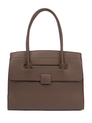 Borsa shopper marrone in ecopelle testurizzata