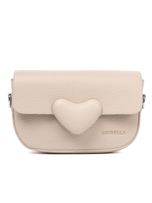 Elegante borsa beige a tracolla con cuore decorativo