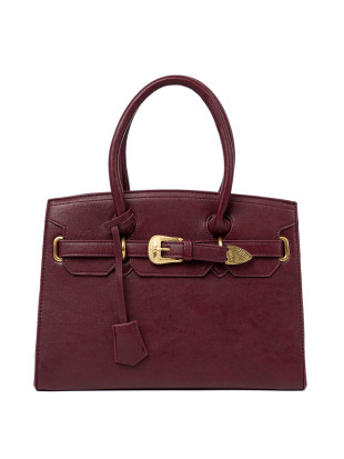 Borsa bordeaux con fibbia decorativa dorata