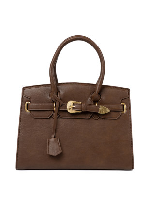 Borsa marrone con fibbia decorativa dorata