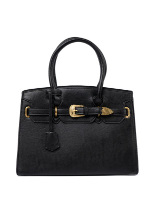 Borsa nera con fibbia decorativa dorata