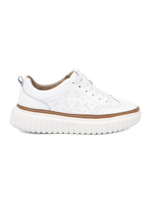 Sneakers bianche in pelle su piattaforma Sergio Leone