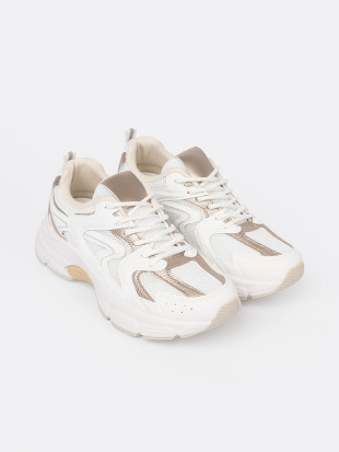 Sneakers bianchi con dettagli beige-oro