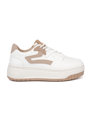 Sneakers bianchi-beige su piattaforma