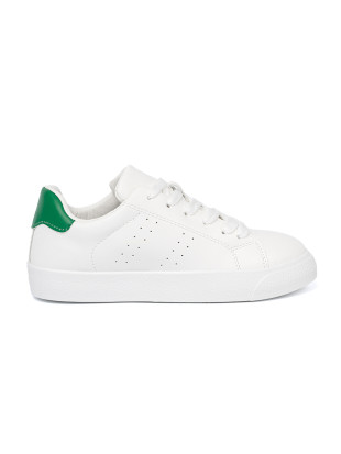 Sneakers bianchi classici con accento verde